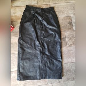 Black long leather skirt